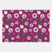 クリスマスセット雪だるま、クリスマスボール、ドーナツ ラッピングペーパーシート (正面)