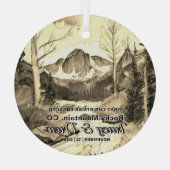 クリスマスセピアロッキーマウンテンコロラ婚約したド ガラスオーナメント (裏面)