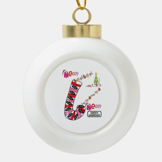 クリスマスセラミックボールオーナメント猫ネコ セラミックボールオーナメント (正面)