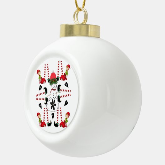 クリスマスセラミックボールオーナメント、雪だるま小妖精や小人 セラミックボールオーナメント (右)