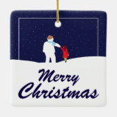 クリスマスセラミック雪だるま付き散歩オーナメント セラミックオーナメント (裏面)