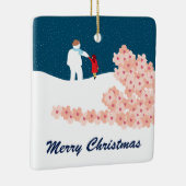 クリスマスセラミック雪だるま付き散策オーナメント セラミックオーナメント (右)