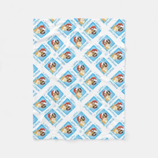 クリスマスセントバーナードフリースブランケット フリースブランケット (正面)