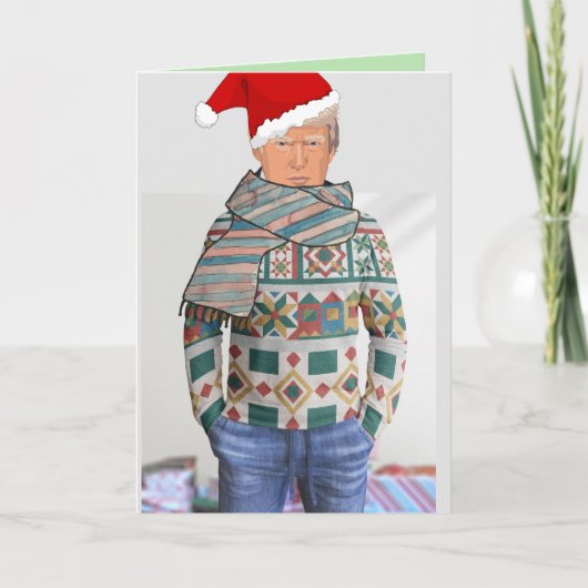 クリスマスセーターのグリーティングカードのドナルドトランプ サンキューカード (正面)