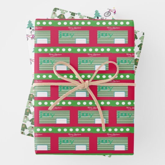 クリスマスセーターのシーツ包み紙自転車 ラッピングペーパーシート (インサイチュ)