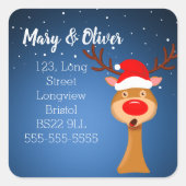 クリスマスセーターのジャンパー差出人住所ラベル スクエアシール (正面)