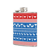 クリスマスセーターのトナカイ、雪の結晶とミトン フラスク (左)