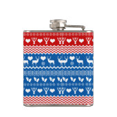 クリスマスセーターのトナカイ、雪の結晶とミトン フラスク (裏面)