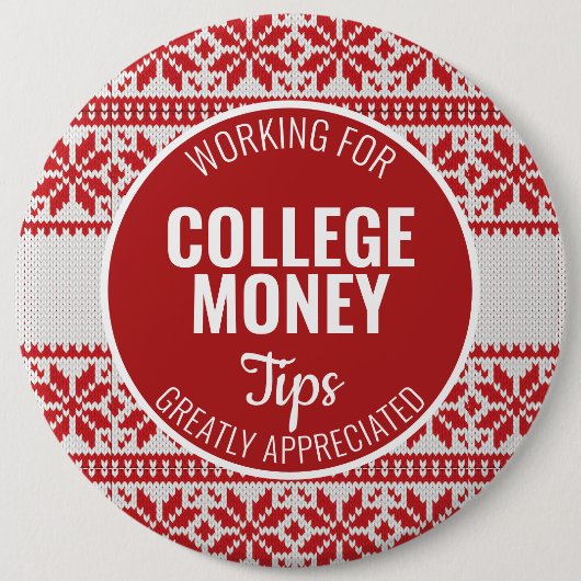 クリスマスセーターのヒントを楽しむ |大学のお金 缶バッジ (正面)