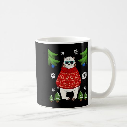 クリスマスセーターのホッキョクグマ 楽しいクマ好きU コーヒーマグカップ (右)