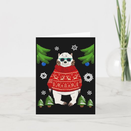 クリスマスセーターのホッキョクグマ 面白いクマ好きU カード (正面)