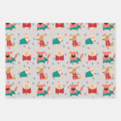 クリスマスセーターの犬 ラッピングペーパーシート (正面3)
