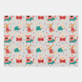 クリスマスセーターの犬 ラッピングペーパーシート (正面2)