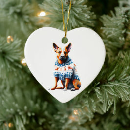 クリスマスセーターを着たオーストラリアの牛の犬 セラミックオーナメント