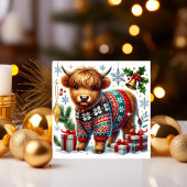 クリスマスセーターを着たハイランドカウ シーズンカード