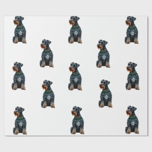 クリスマスセーターを着た可愛い巨人シュナウザー ラッピングペーパー (フラット)