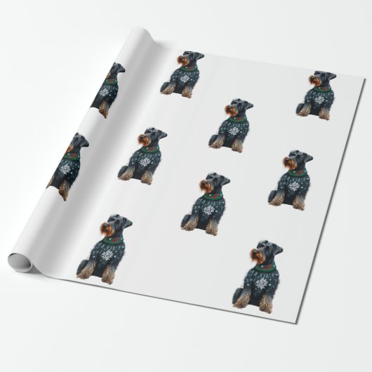 クリスマスセーターを着た可愛い巨人シュナウザー ラッピングペーパー (アンロールド)