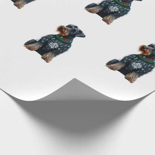 クリスマスセーターを着た可愛い巨人シュナウザー ラッピングペーパー (角)