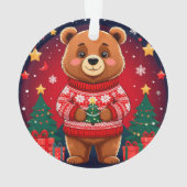 クリスマスセーターを着た可愛い熊 オーナメント (裏面)