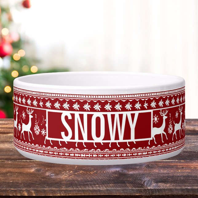 クリスマスセーターインスパイアペットボウル ボウル (Ugly christmas sweater custom pet bowl)