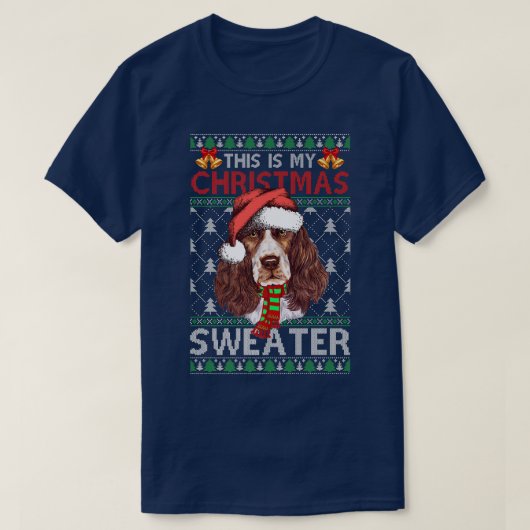 クリスマスセータークリスマスサンタイングリッシュススプリンガー Tシャツ (デザイン正面)