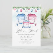 クリスマスセータージャンパー冬のベビー性別の表示 招待状 (スタンド正面)