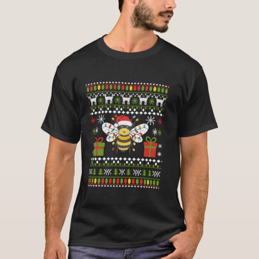 クリスマスセータースタイル醜いサンタハットのまわりにクリス Tシャツ (正面)