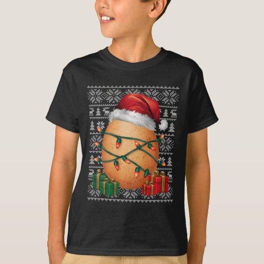 クリスマスセータースタイル醜いファーストフード卵クリスマス Tシャツ (正面)