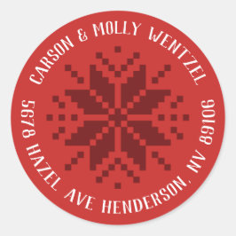 クリスマスセータースノーフレークアドレス ラウンドシール