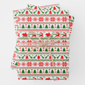 クリスマスセータースノーフレークストインデナーツリーサンタ ラッピングペーパーシート (インサイチュ)