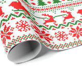 クリスマスセータースノーフレークストインデナーツリーサンタ ラッピングペーパー (ロールコーナー)