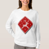 クリスマスセーターディアレディース長袖Tシャツ Tシャツ (正面)