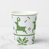 クリスマスセーターニットグリーンディアスノーフレーク 紙コップ (正面)