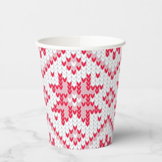クリスマスセーターニットレッドスノーフレーク 紙コップ (左)