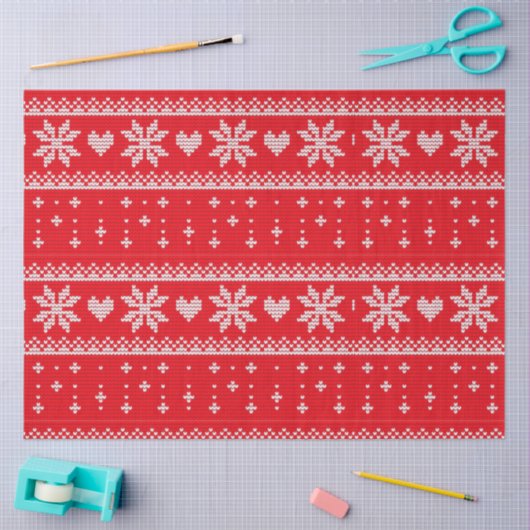 クリスマスセーターハートスノーフレークChristmas 薄葉紙 (クラフト)