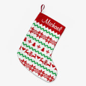 クリスマスセーターパターン スモールクリスマスストッキング (正面 (吊り時))