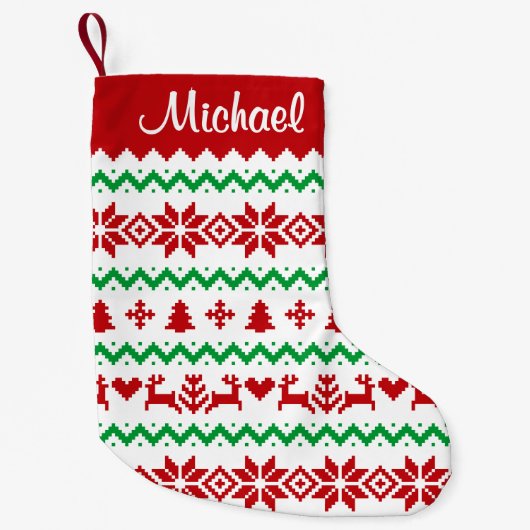 クリスマスセーターパターン スモールクリスマスストッキング (正面)