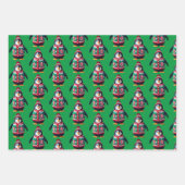 クリスマスセーターペンギン ラッピングペーパーシート (正面3)