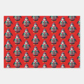 クリスマスセーターペンギン ラッピングペーパーシート (正面)