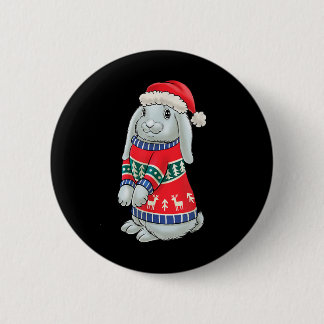 クリスマスセーター付きバニークリスマスラビットクリスマス 缶バッジ