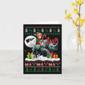 クリスマスセーター小妖精や小人ライディングRhinoマッチングキッズT カード (黄色い花)