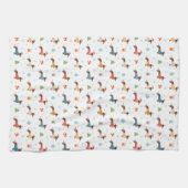 クリスマスセーター柄のダックスフント キッチンタオル (横)