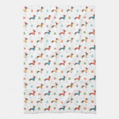 クリスマスセーター柄のダックスフント キッチンタオル (縦)