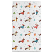 クリスマスセーター柄のダックスフント スモールペーパーバッグ (正面)