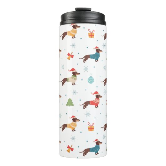 クリスマスセーター柄のダックスフント タンブラー (正面)