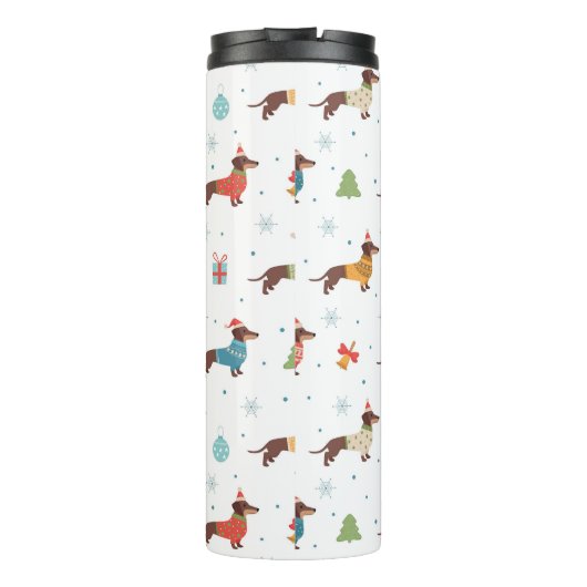 クリスマスセーター柄のダックスフント タンブラー (裏面)
