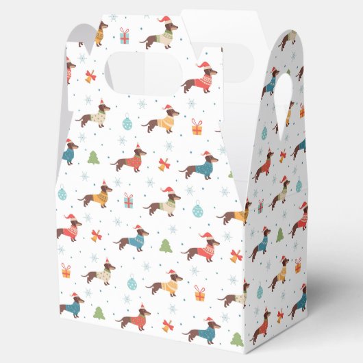 クリスマスセーター柄のダックスフント フェイバーボックス (オープン)