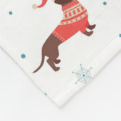 クリスマスセーター柄のダックスフント フリースブランケット (角)