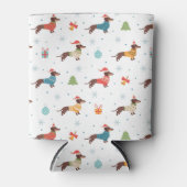 クリスマスセーター柄のダックスフント 缶クーラー (正面)