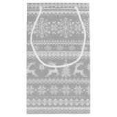 クリスマスセーター灰色の公正なアイルパターンモノグラム スモールペーパーバッグ (裏面)